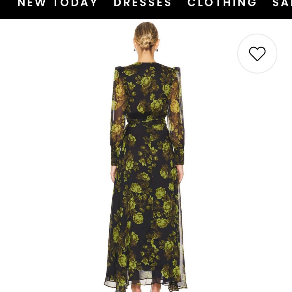 Bardot Lucianna Maxi Wrap Dress - Black and Green Floral. Still on Revolve! - Picture 3 of 8
